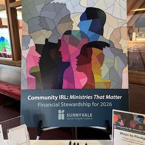 Photo of the partially-filled 2026 SVPC stewardship progress poster