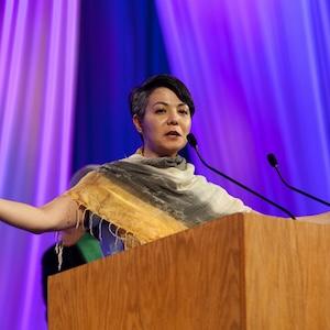 Pastor Laura speaking at PW Triennial Gathering 2024