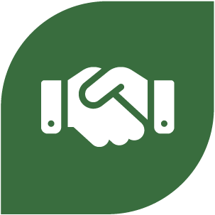 Green icon with handshake