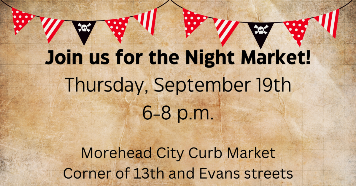 A weathered map background with pirate flag banner on the top and text 