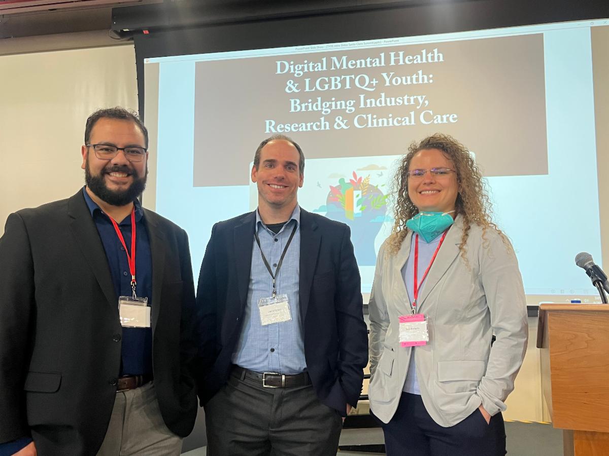 CIAPM Science Officer David Reiner, Program Officer Saga Barberis, and Science Communications Officer Ramon Martinez at the LGBTQ Digital Mental Health Summit