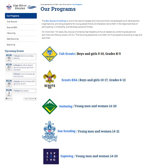 Our Programs webpage
