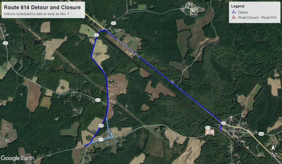 ROUTE 614 ROADWORK TO BEGIN IN ISLE OF WIGHT COUNTY
