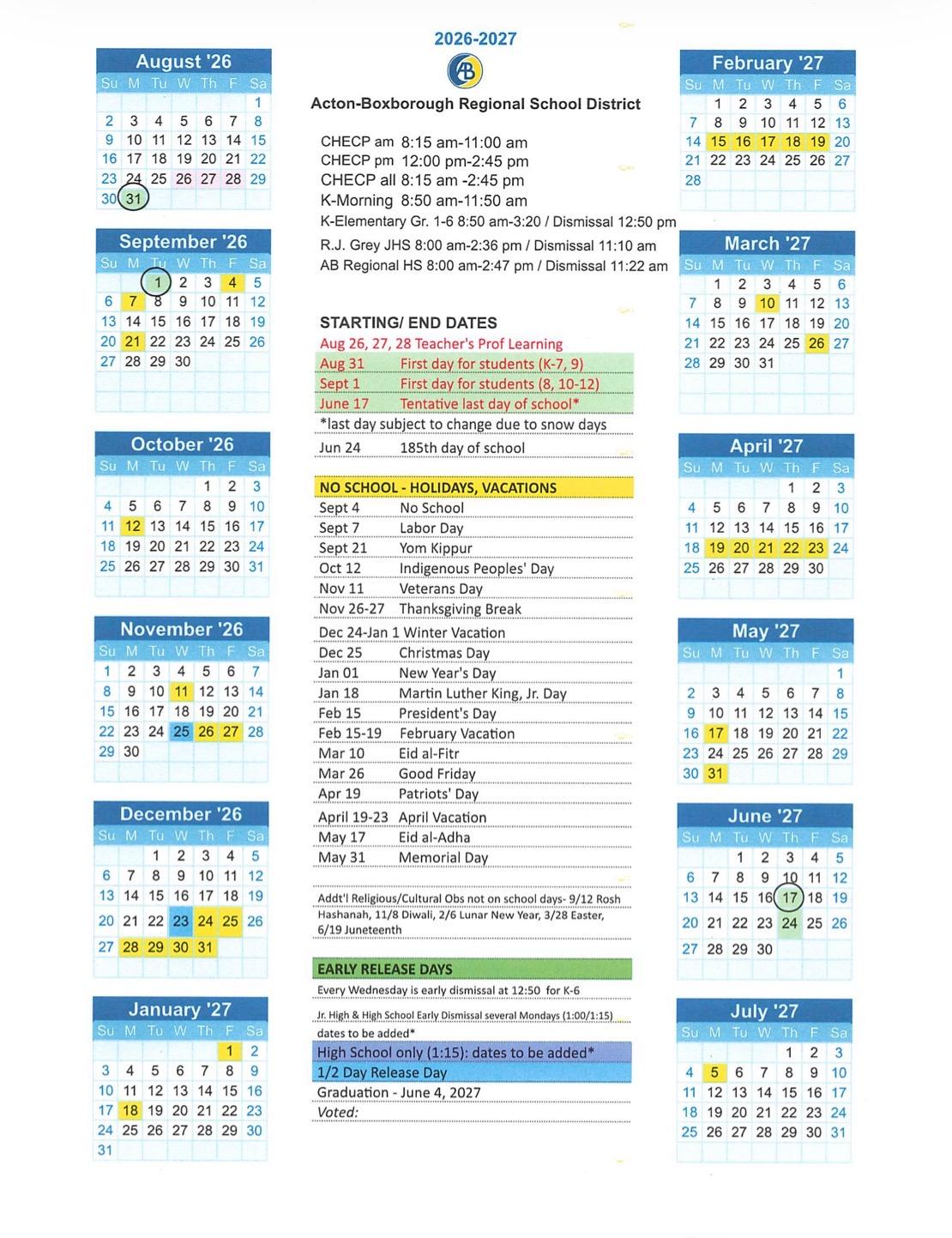 2026-2027 Calendar