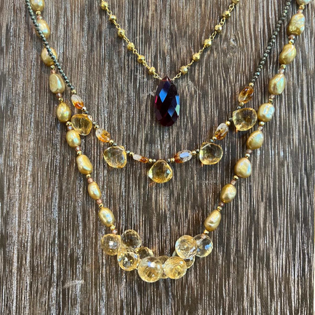 Garnet Necklace and Citrine Necklaces