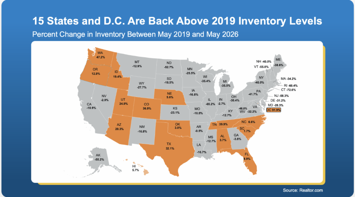 Inventory levels by state map