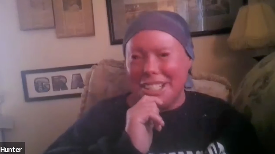 Youth Voice participant Hunter in a screen grab speaking during the current episode