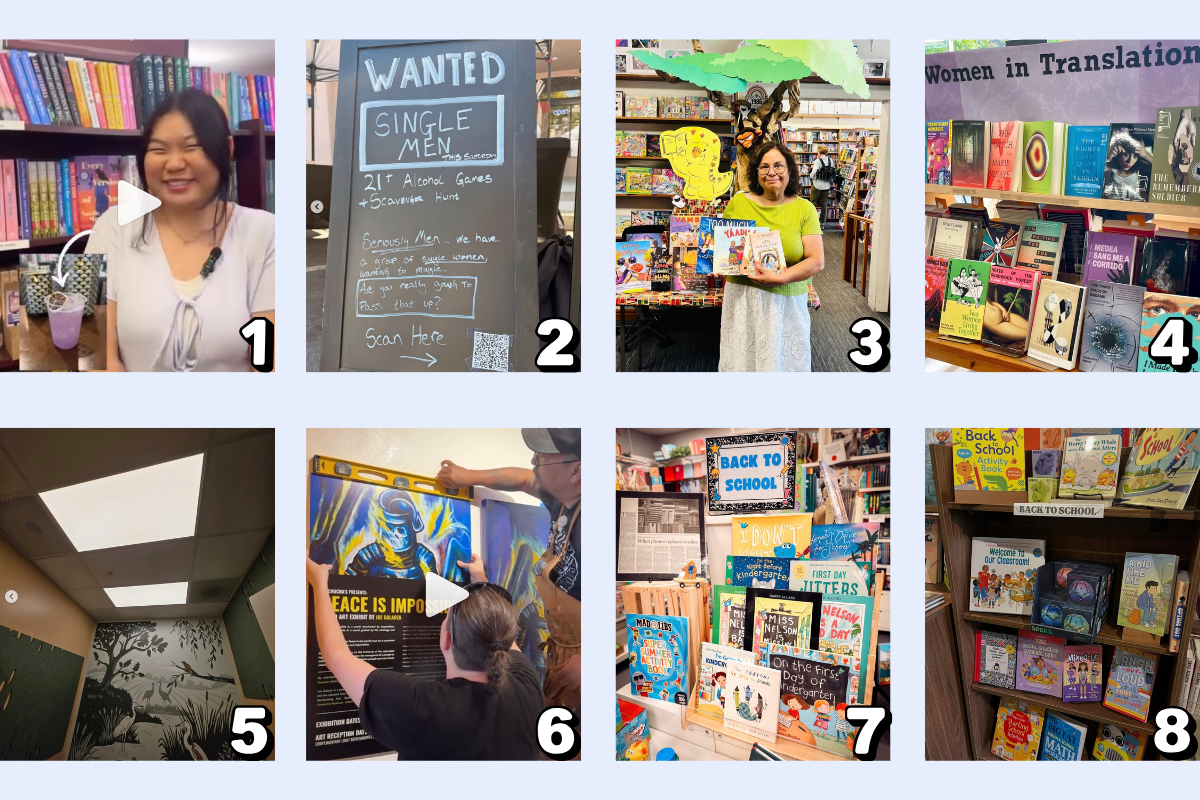 1 - Vroman&rsquo;s Bookstore 2 - Hills Bookstore 3 - Children&rsquo;s Book World 4 - Pegasus Books 5 - A Seat at the Table Books, in Elk Grove, 6 - Tia Chuchas 7 - Postalworks 8 - Noe Valley Books, in San Francisco, 