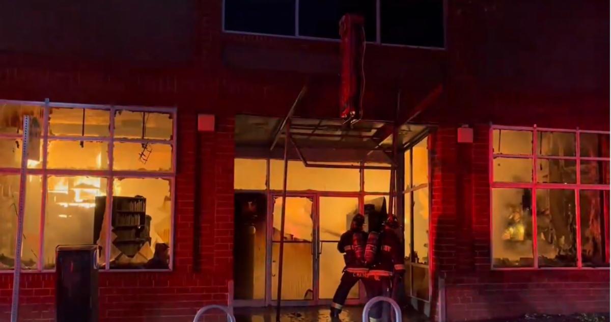 Photo of fire at East Bay Booksellers courtesy of Oakland Fire Department