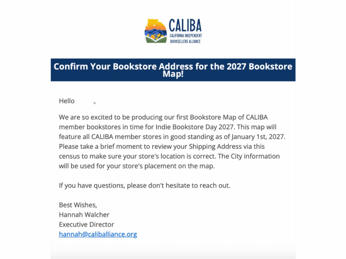 Census email for Bookstore Map