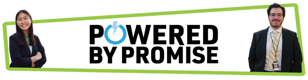 Powered by Promise banner logo with two student students.