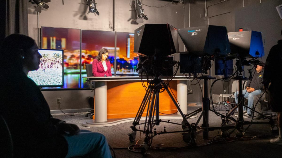 Beach TV students record a broadcast