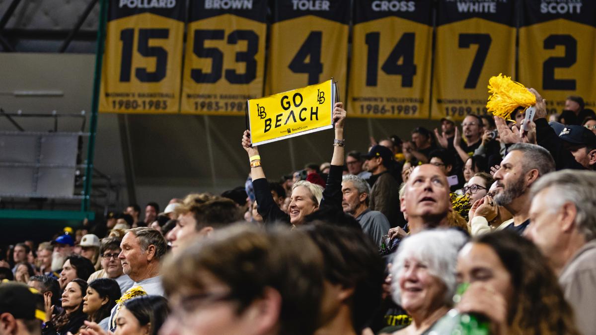 Long Beach State fans cheer during a game