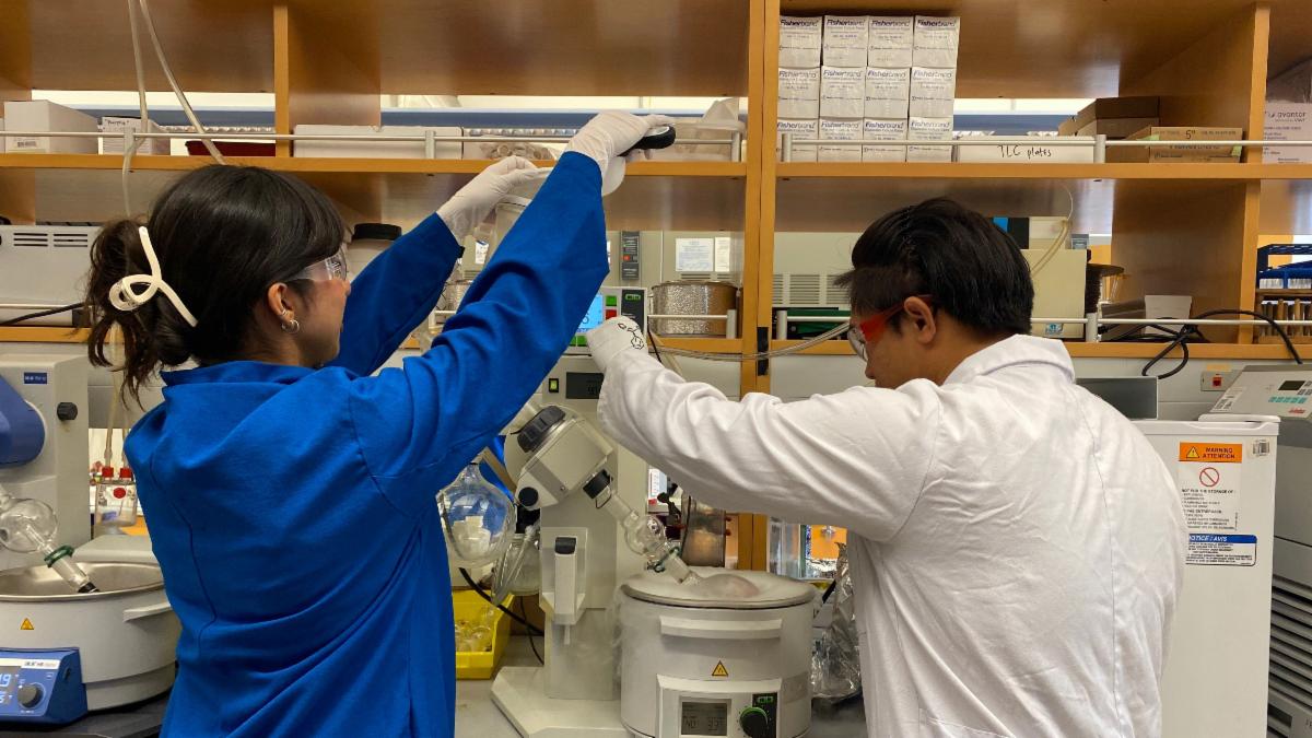 Two students in a lab