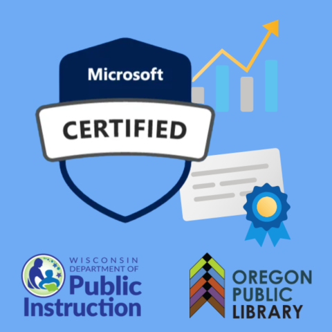 Microsoft Certifications icon with a graph and certificate