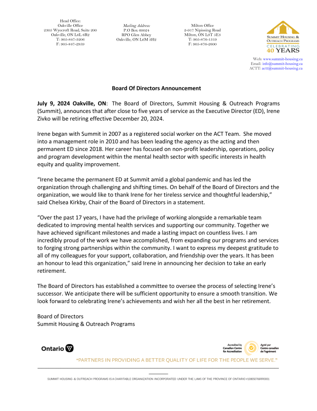 Board of Directors Announcement