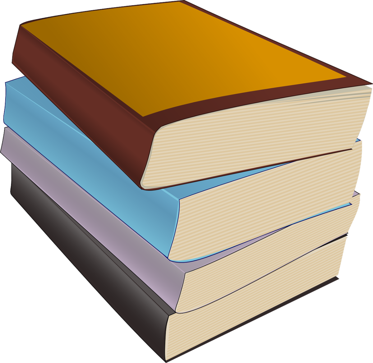 A stock photo shows a cartoon stack of books.