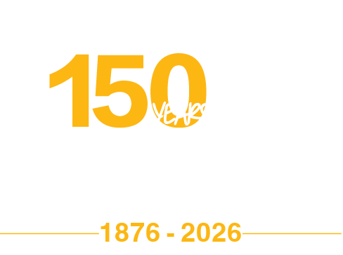 russell's garden center 150th logo white & gold
