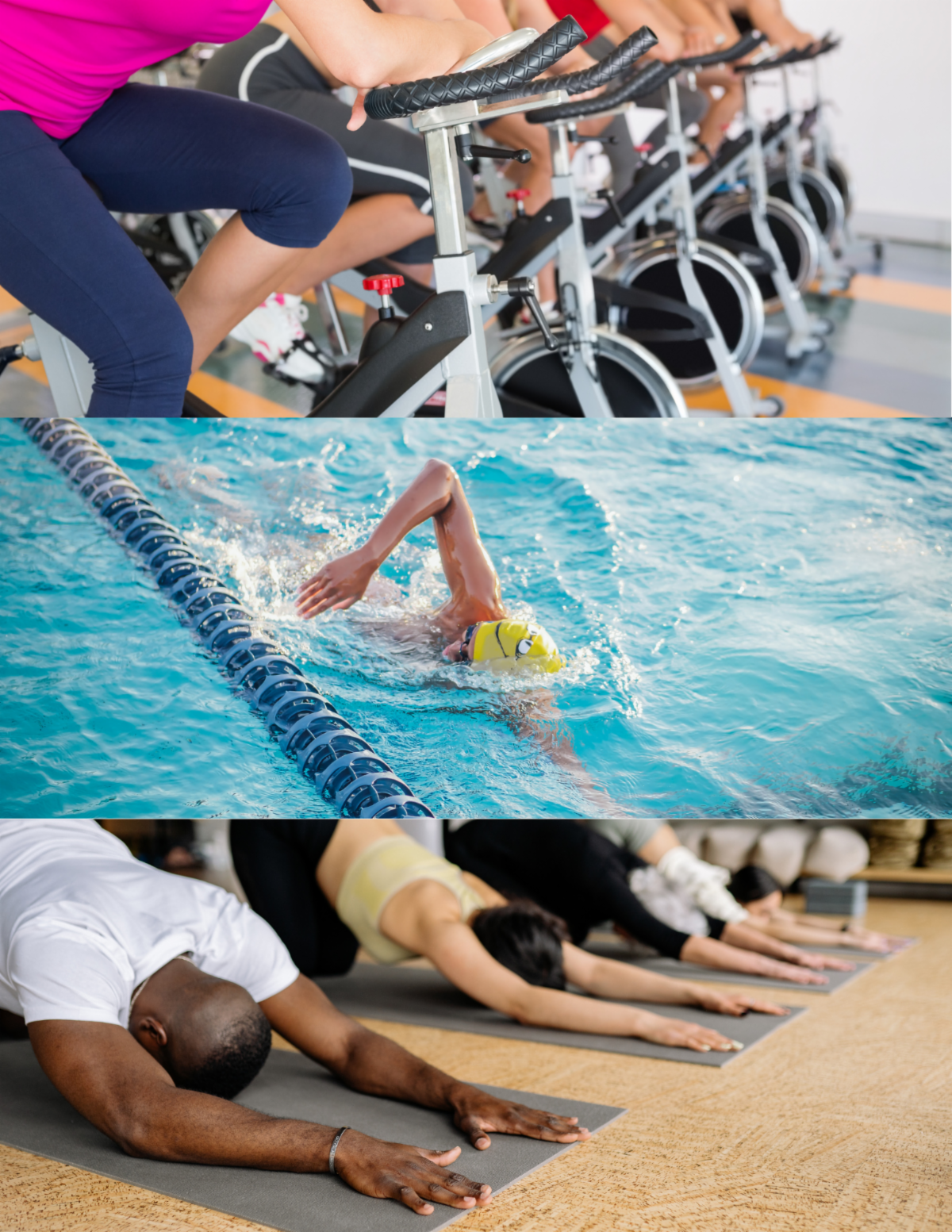 Image avec trois photos de sports