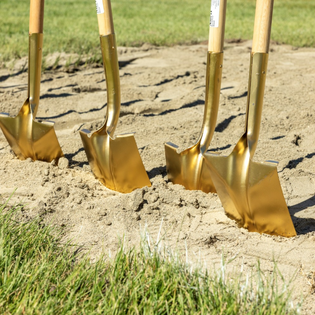 Gold Shovels on display at the groundbreaking ceremony for the new Pickleball Courts at Wilson Park