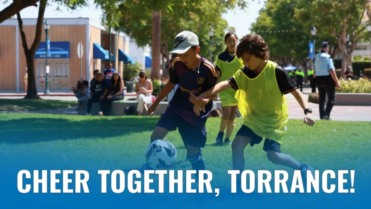 Kids playing soccer at the Kick It Downtown Event in Torrance 