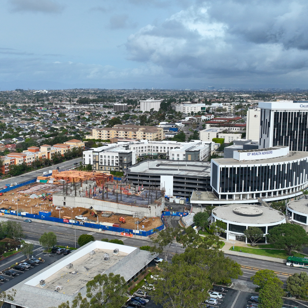 Overview of buildings by Hawthorne Blvd. and Torrance Blvd.