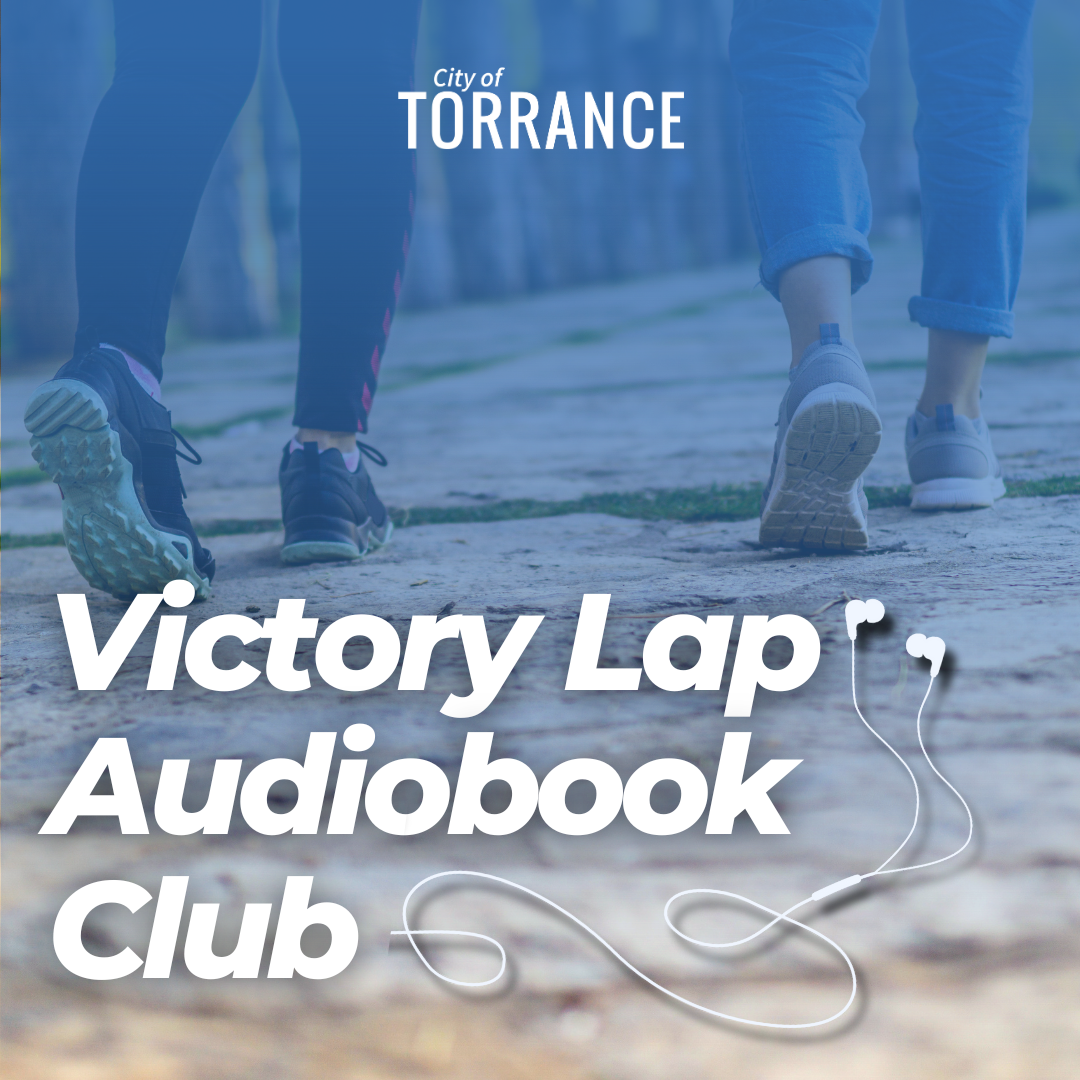 Victory Lap Audiobook Club with people walking in the background