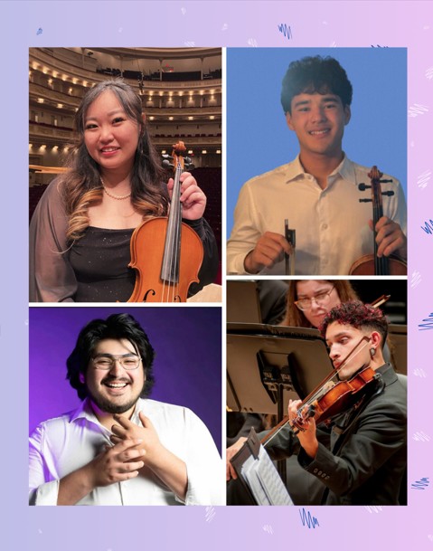 Tulips String quartet musicians in a pic collage