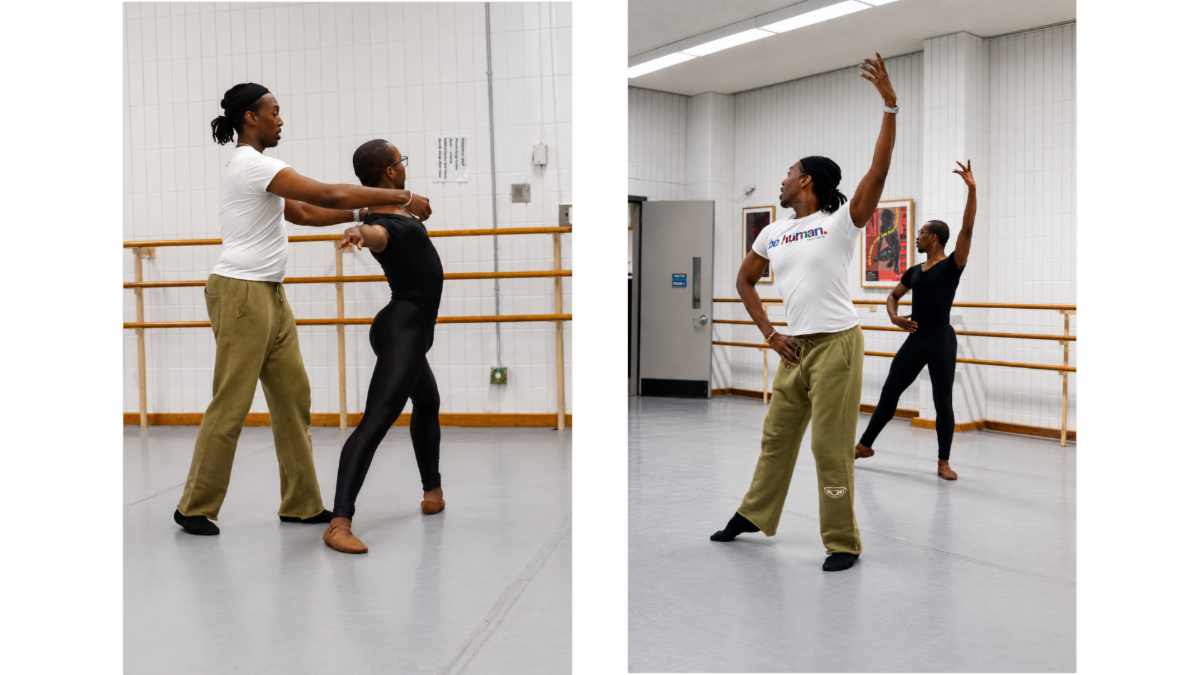 Jude Perry-Evans in the studio with a student