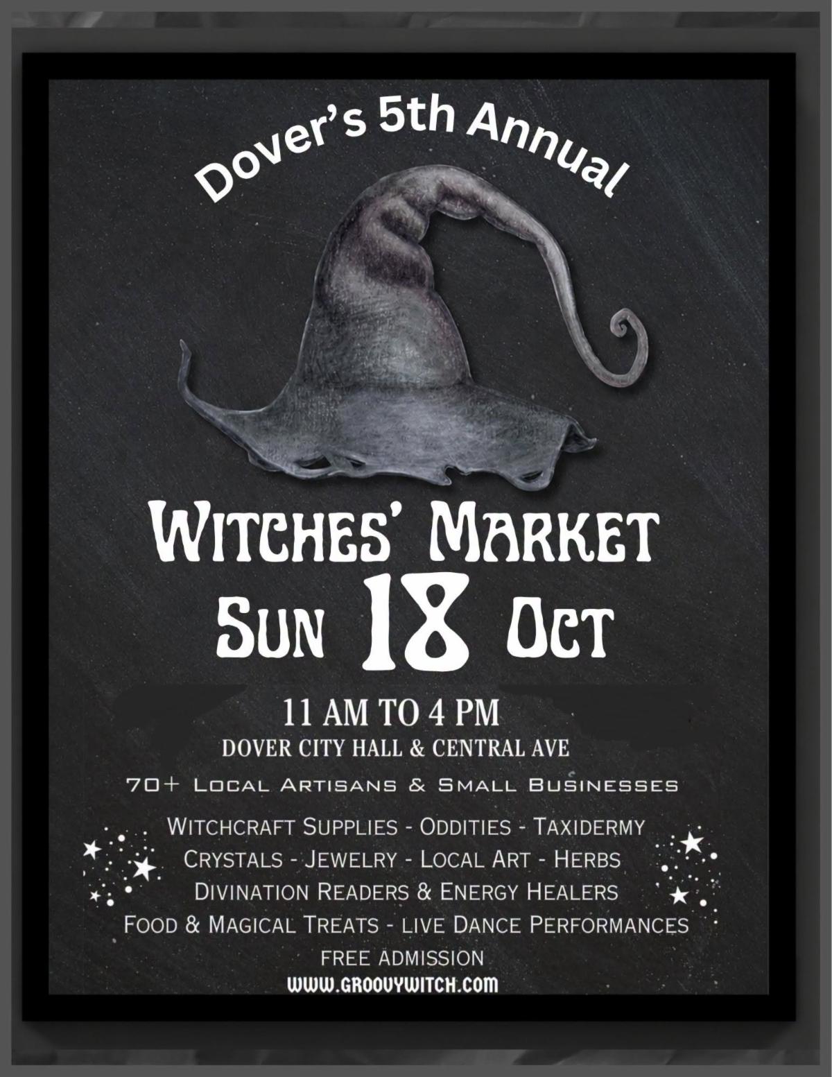Promo for Dover Witches' Market on Oct 18