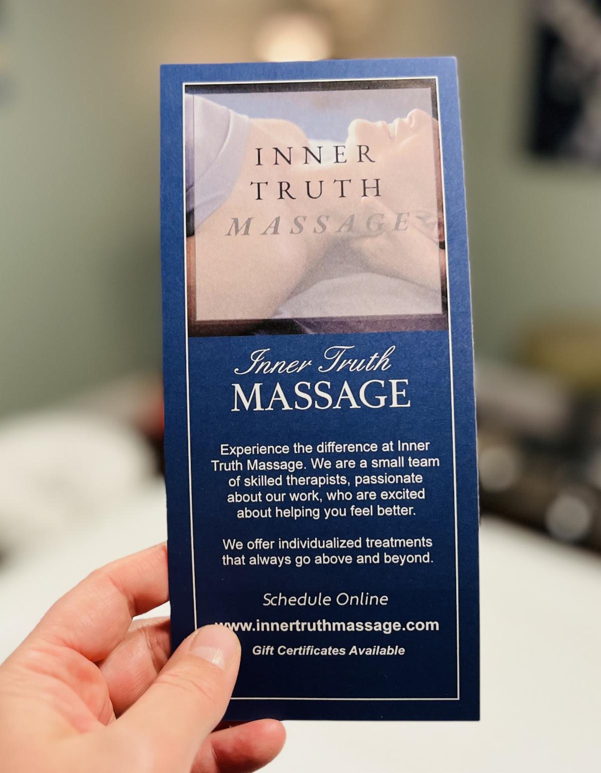Inner Truth Massage brochure