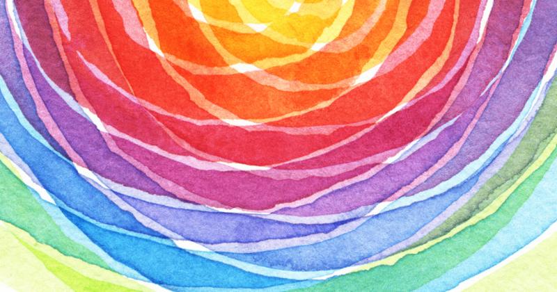 Abstract rainbow acrylic and watercolor circle painted background. Texture paper.