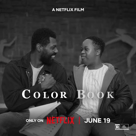 Promotional TV poster showing two men in conversation, seated side by side, with the words “COLOR BOOK,” “ONLY ON,” “NETFLIX,” and “JUNE 19” over a dark background.