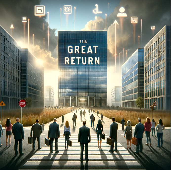 The Great Return People entering a building