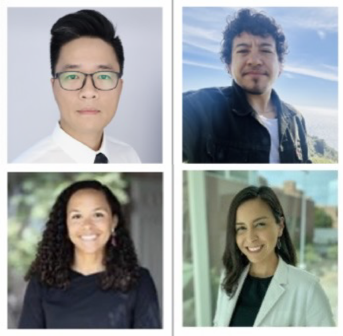 Photo compilation of four individual headshot photos in grid with Vuong Do, Dan Kabella, Kayla Karvonen, and Adali Martinez