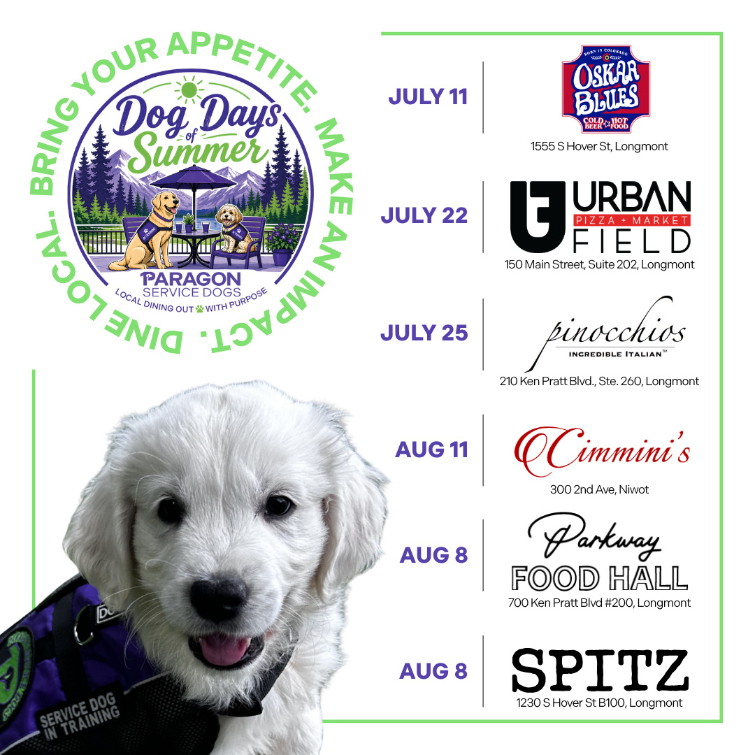 The graphic lists the dates and locations of Dog Days of Summer with addresses. 