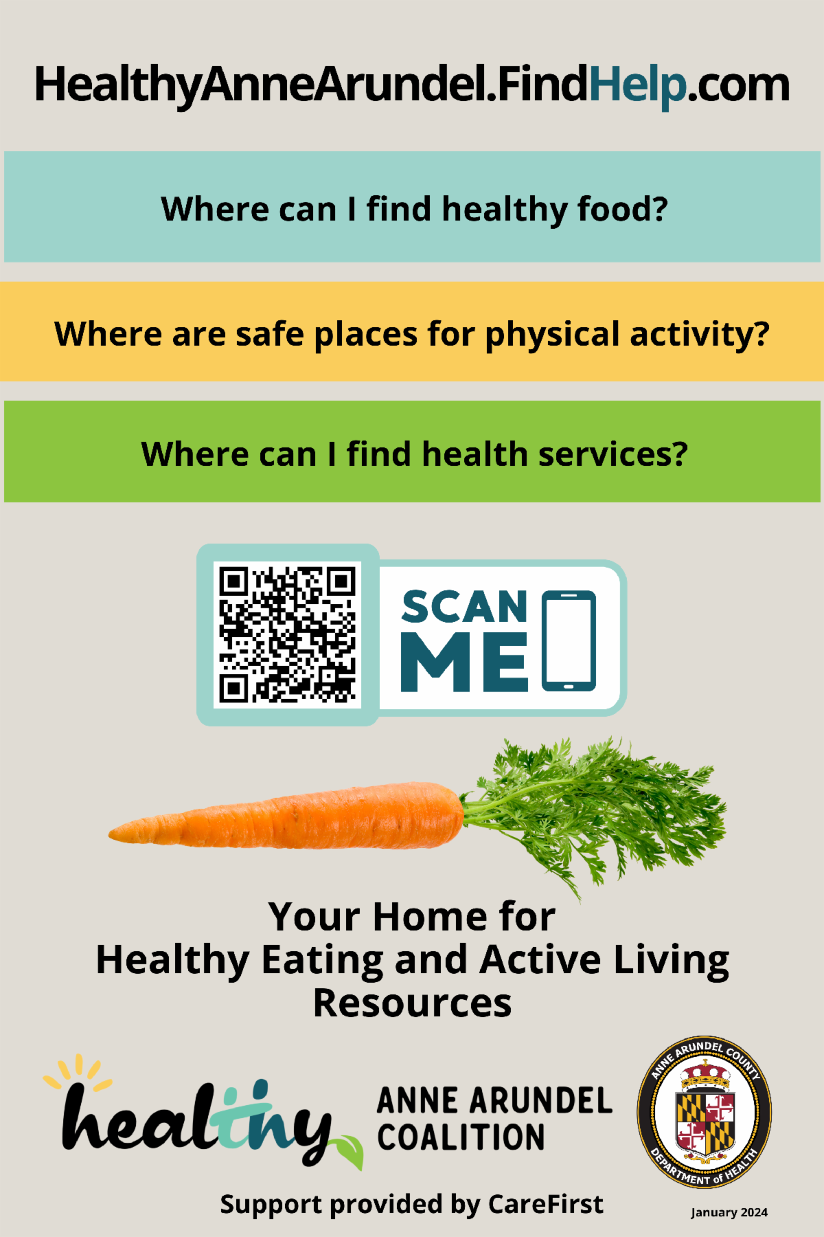 The department of health is working towards a healthier anne arundel by connecting residents to healthy eating and active living resources. Click here to learn more.