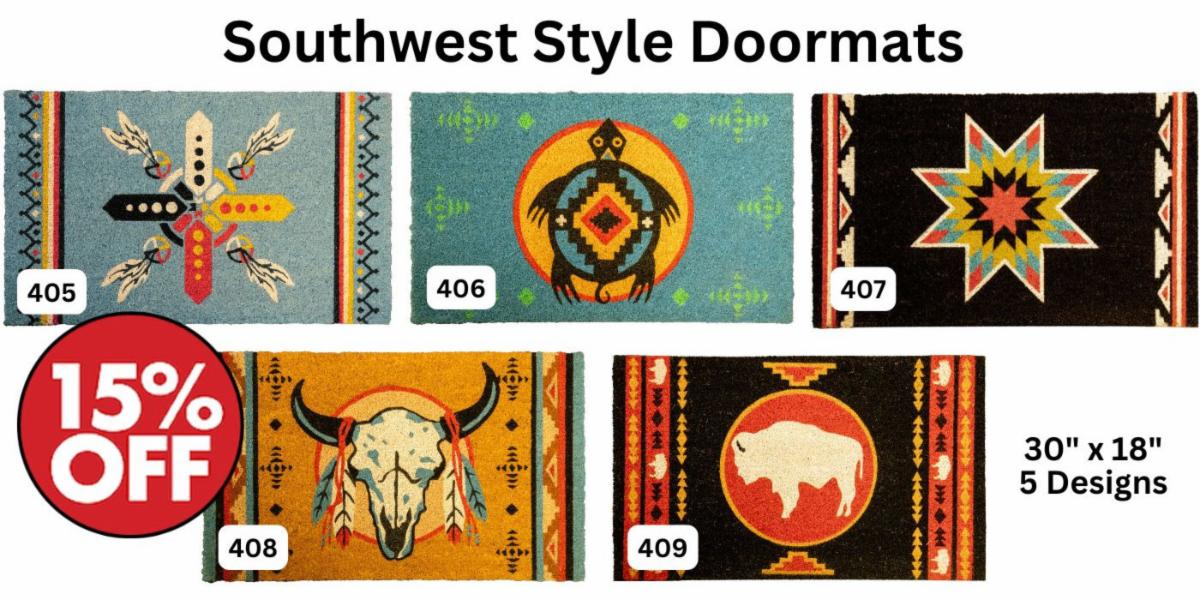 Native American Design Doormats - 30 inch x 18 inch - Crazy Crow Trading Post