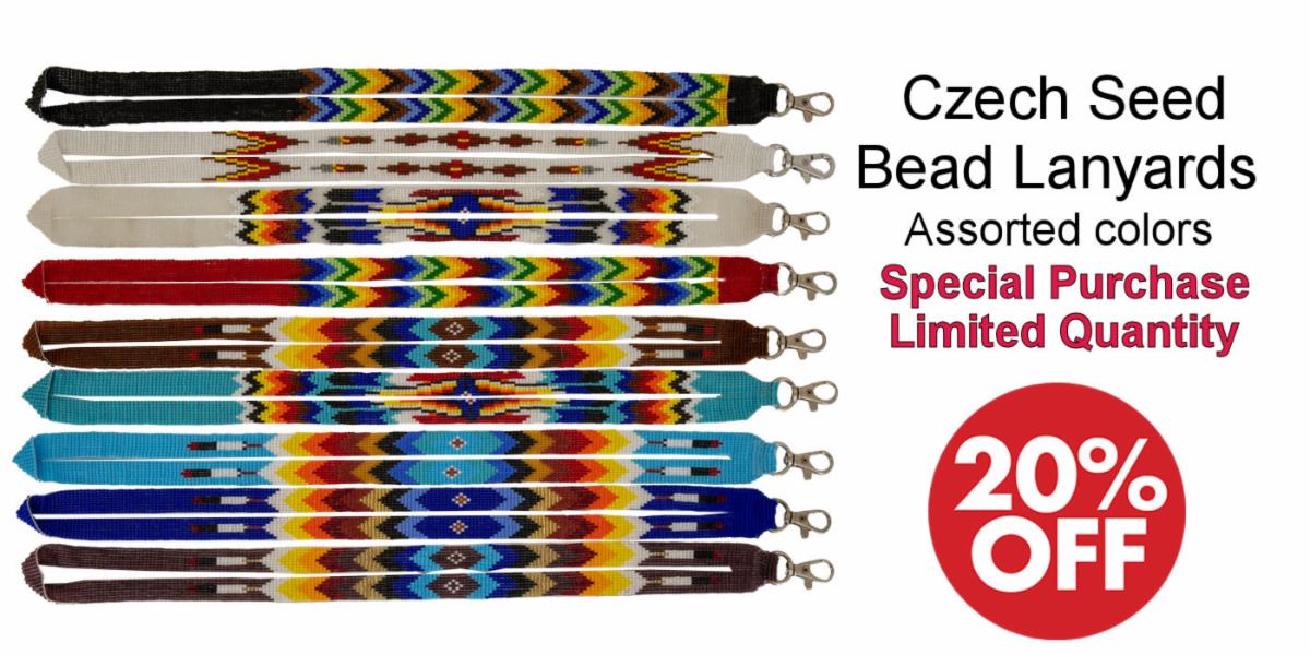 Czech Seed Bead Lanyards - Assorted colors - Special Purchase - Crazy Crow Trading Post