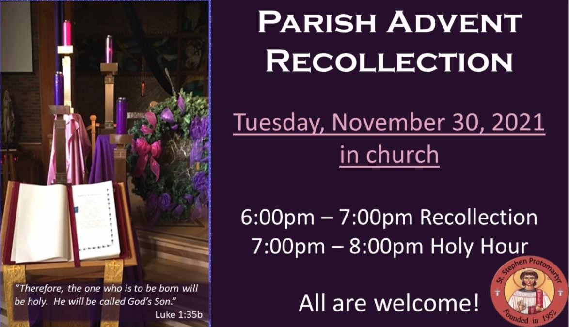 Thanksgiving Mass, Raffle Tickets, Nativity Play, Advent Recollection ...