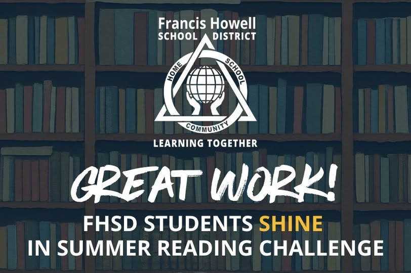 "Great work! FHSD students shine in Summer Reading Challenge". The graphic features an illustration of multi-colored books along with the FHSD logo