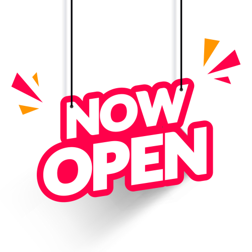 Vector Illustration Hanging Tag Now Open. Modern Web Banner Element