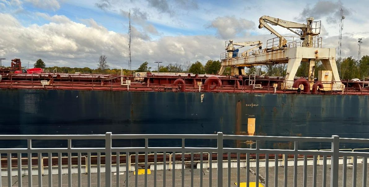 Ship through the locks at the Seaway
