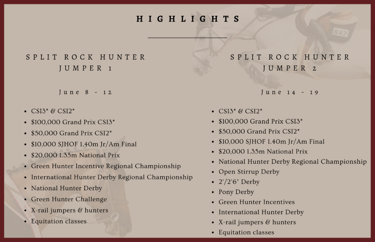 Prize List Available & Entries Now Open for the Split Rock Hunter Jumper Classic!