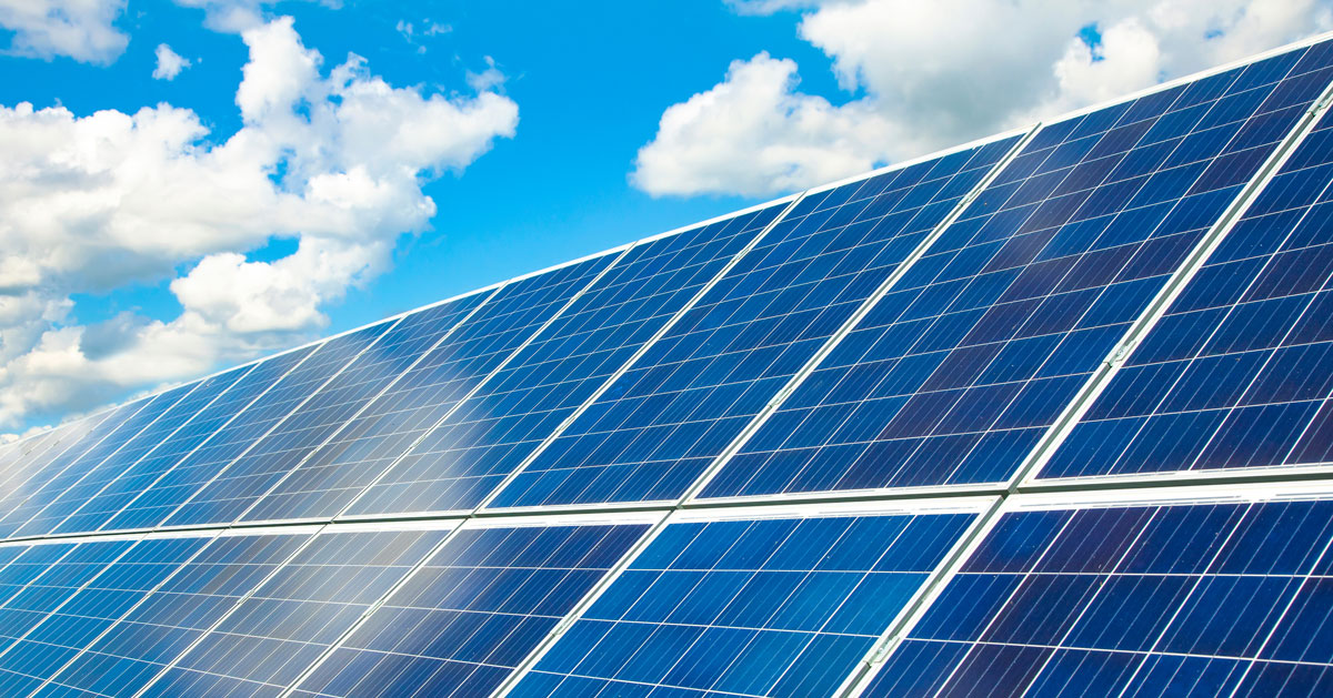 Image of Solar panels sunny sky