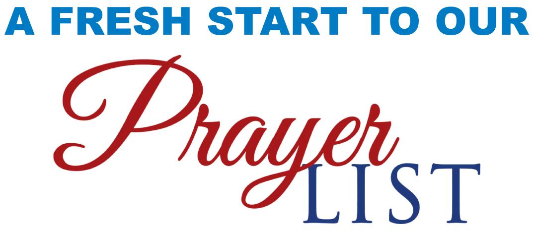 Prayer List Fresh Start