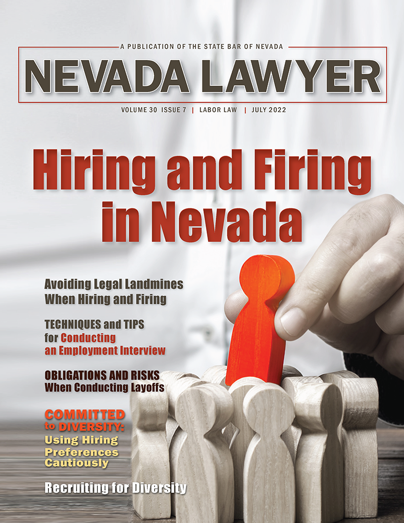 SBN eNews July Issue of Nevada Lawyer Examines Labor Laws