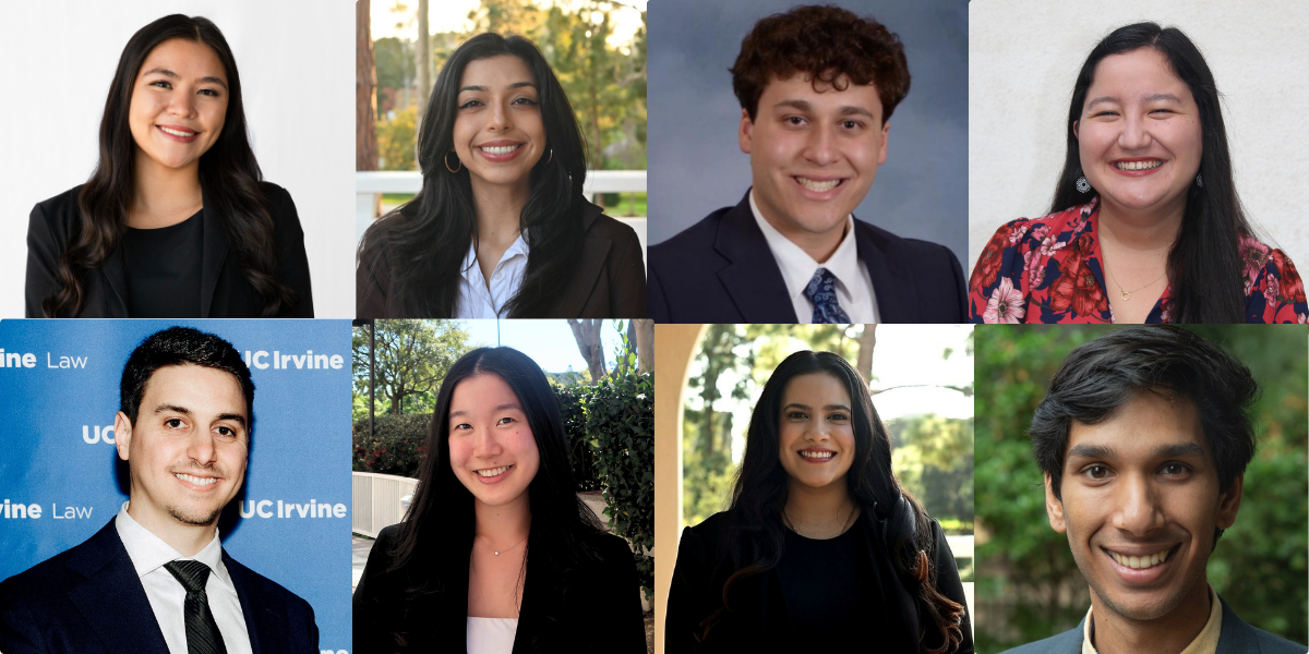 Collage of UC Irvine Law students and recent graduates who received public interest fellowships