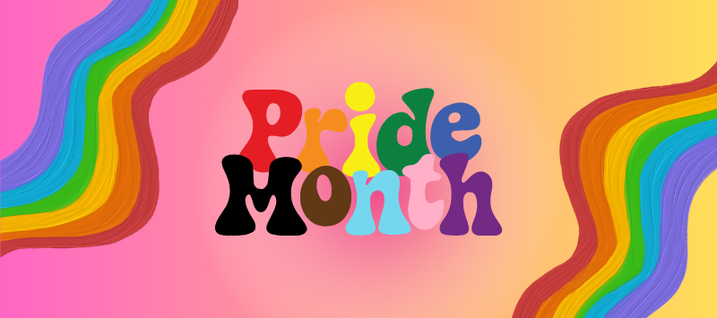 Rainbow colored Pride Month graphic