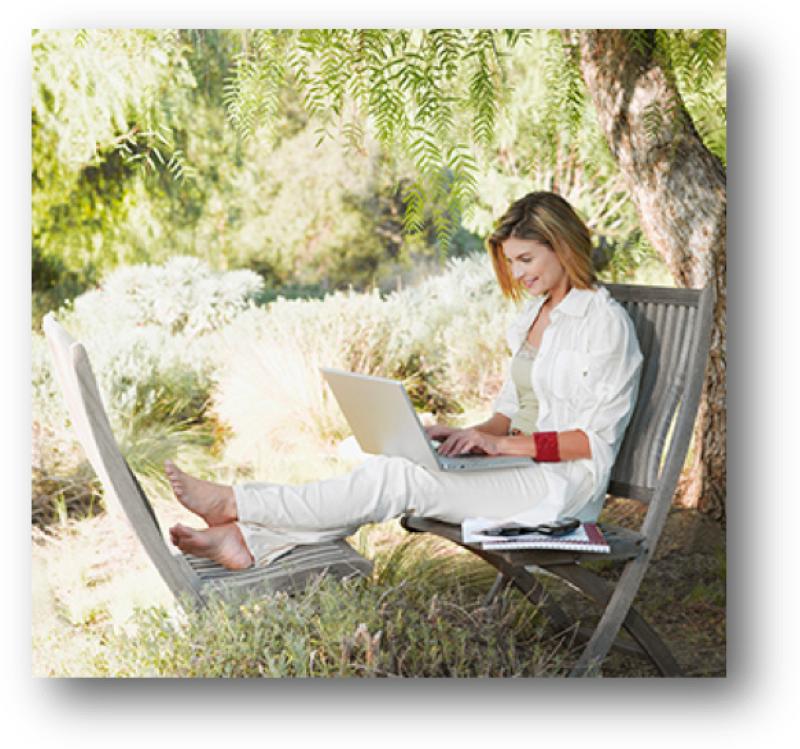 Woman on swing:computer